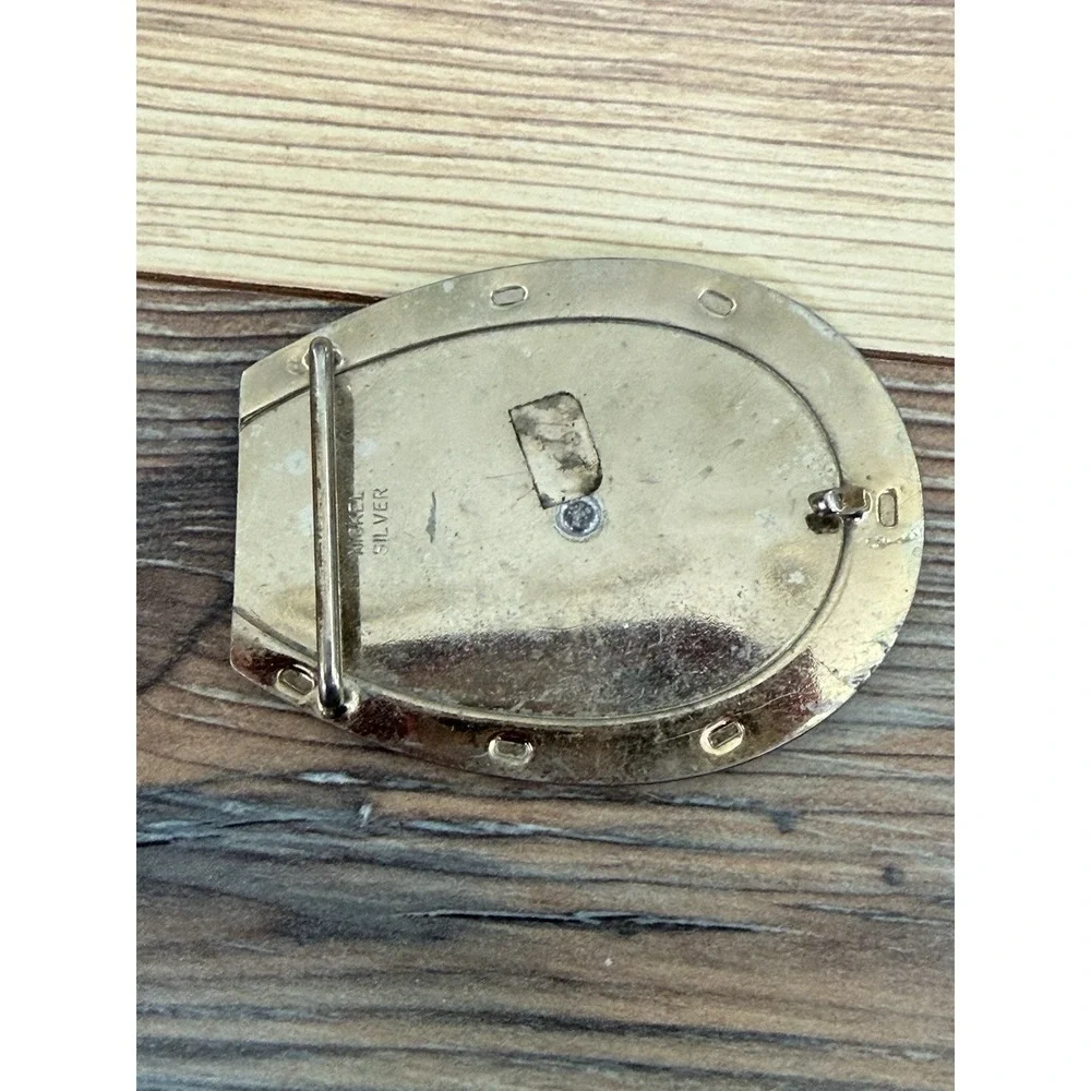 Vintage Horse Shoe Shaped Square Dancing Belt Buckle Nickel Silver
